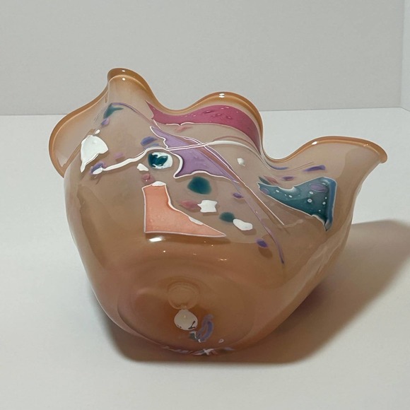 Spectacular Vintage 1994 Signed Nelson Modernist Abstract Studio Art Glass Vase - Picture 7 of 11